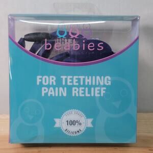 Beabies 100% Silicone Teething Necklace and Bracelet - Flat Oval Dark Purple NEW